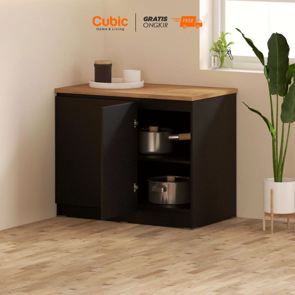 Cubic Meja Dapur Minimalis / Kitchen Set Sudut - ELENA CLARA KSBS Hitam