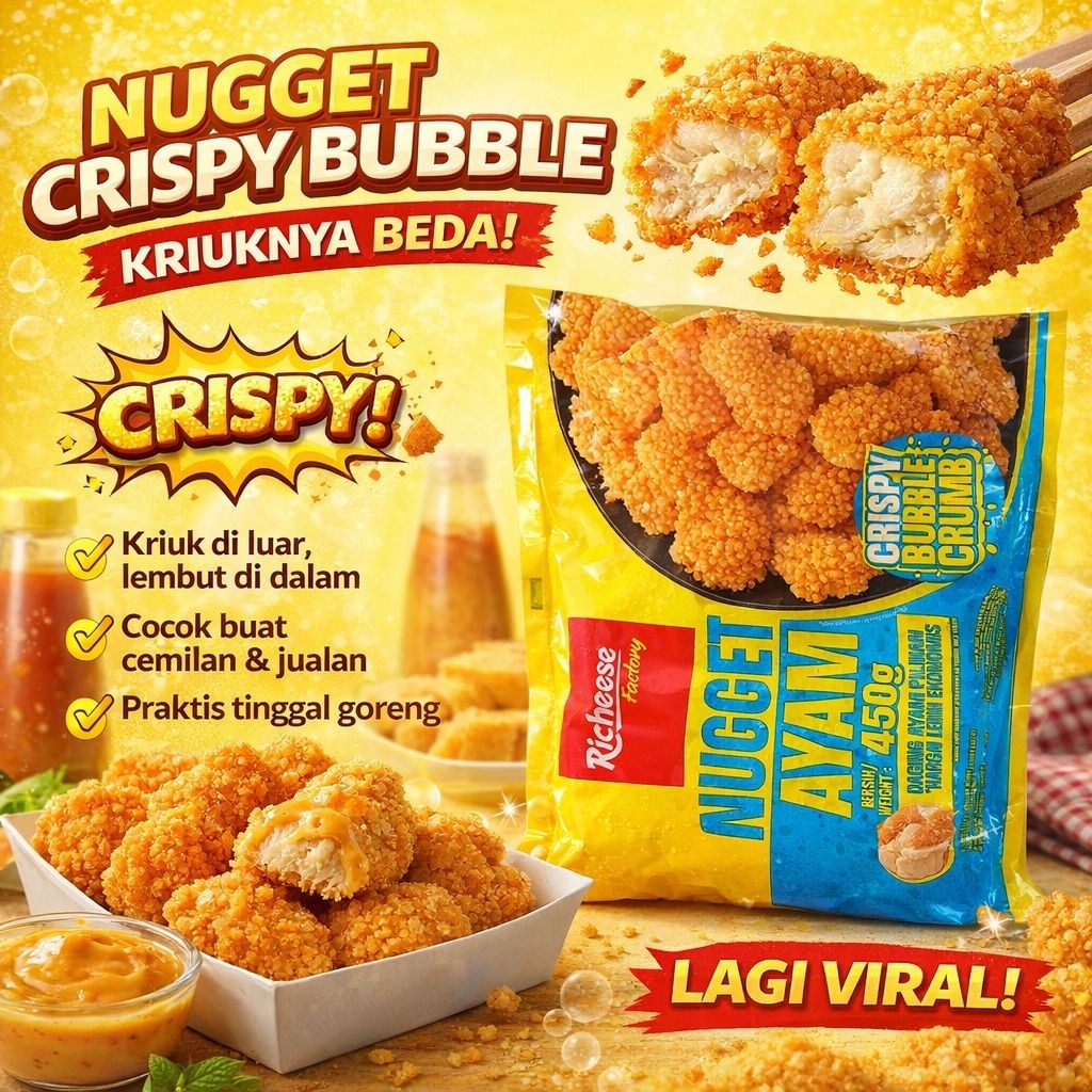Jual Richeese Nugget Crispy Bubble 450g dengan Daging Ayam Pilihan ...