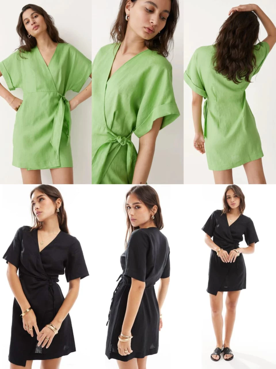 Dress Mini Wanita Bahan Linen Model Wrap - OS-2167
