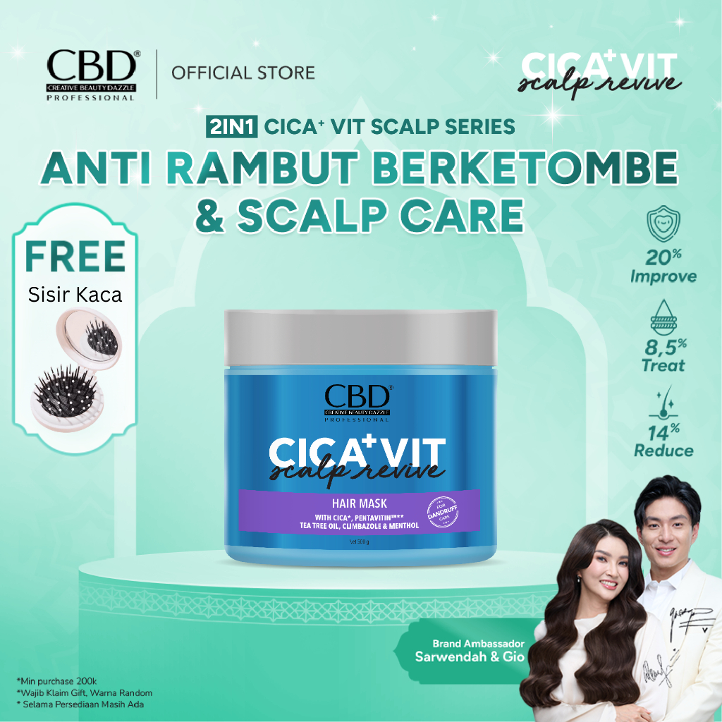 Jual CBD Cica+ Vit Hair Mask 500gr perawatan untuk rambut Anti Ketombe ...