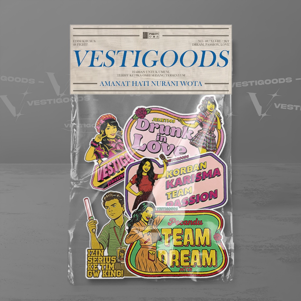 Jual Sticker Pack JKT48 TEAM Love Dream Passion FIGHT Vintage Old Art ...