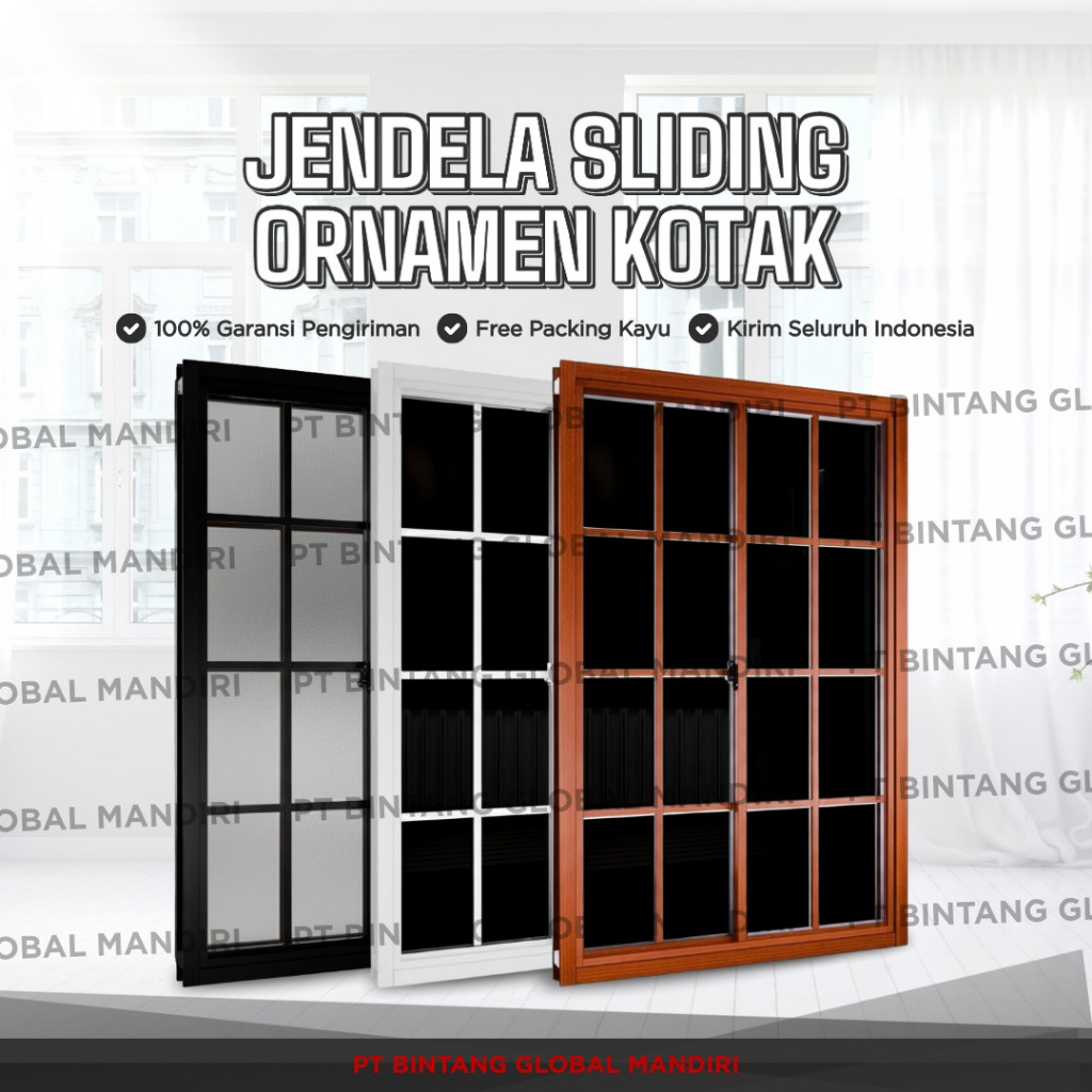 Jual IPB - (JENDELA ALUMINIUM SLIDING ORNAMEN KOTAK T160 X L130-150 ...