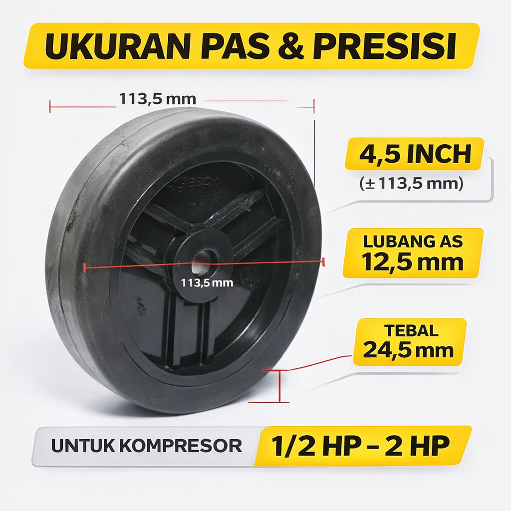 Jual Roda Kompresor Angin 4.5 Inch 12.5mm | Roda Kompresor 1/2 HP - 2 ...