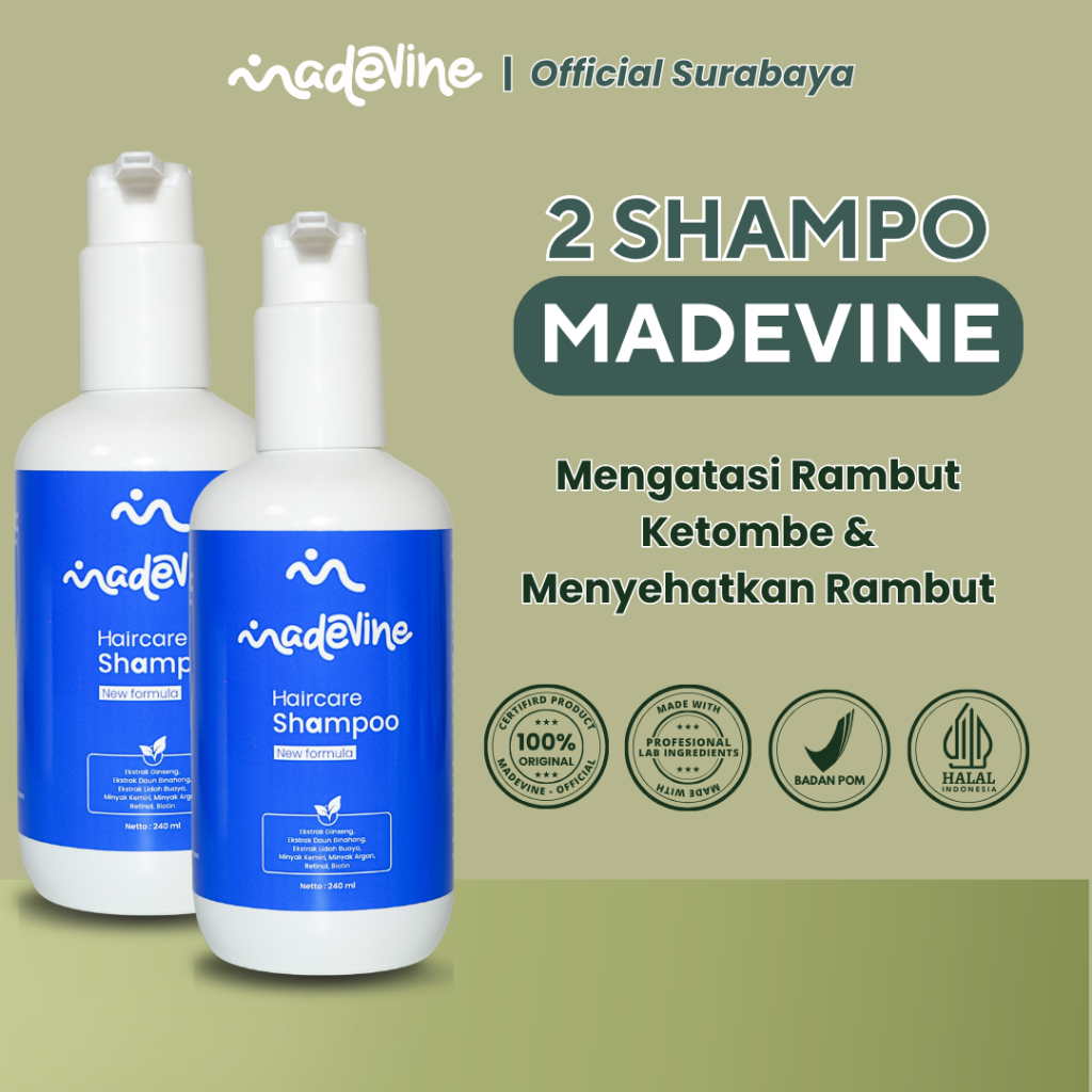 MADEVINE SHAMPOO Perawatan Rambut Rontok Botak Sudah BPOM Paket Hemat 2 Pcs