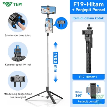 TNW F19 Tongsis Tripod Selfie Stick Tripod 190CM Bluetooth Remote Tripod Untuk HP Kamera