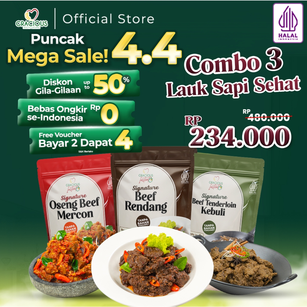 Jual [FLASH SALE] Gracious Combo 3 Lauk Sapi Sehat | Beef Oseng Mercon ...