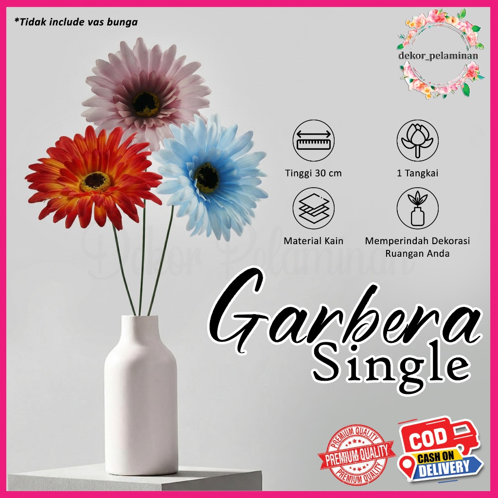 Jual Bunga Gerbera Single Artificial 30cm| Bunga Gerbera Single Premium ...