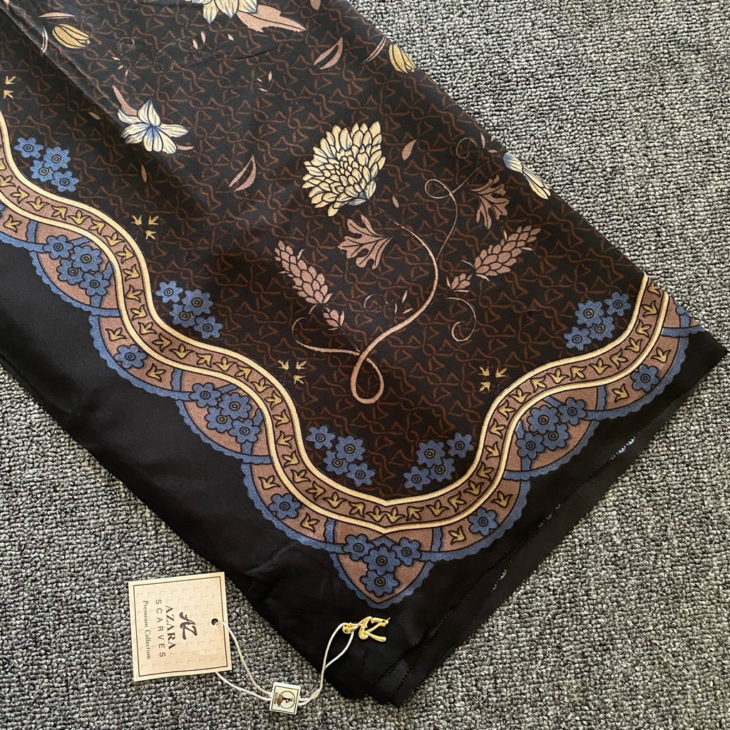 (KHUSUS HITAM) Azara Hijab Motif Segiempat SERAGAM