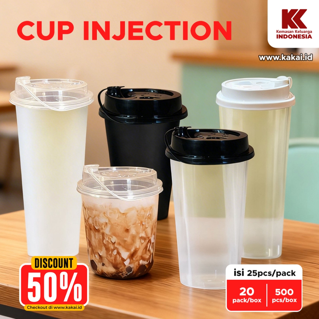 Jual CUP INJECTION 14oz 400ML + TUTUP / GELAS THINWALL / GELAS INJECT ...