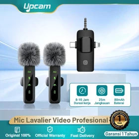 UPCAM Microphone Konten Kreator Nirkabel Lavalier Dual Wireless Bluetooth Mic Clip On Wireless