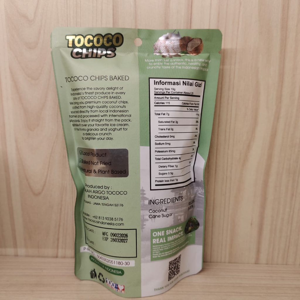 Jual TOCOCO Chips Baked Keripik Kelapa Panggang Rasa Kayu Manis 50g ...