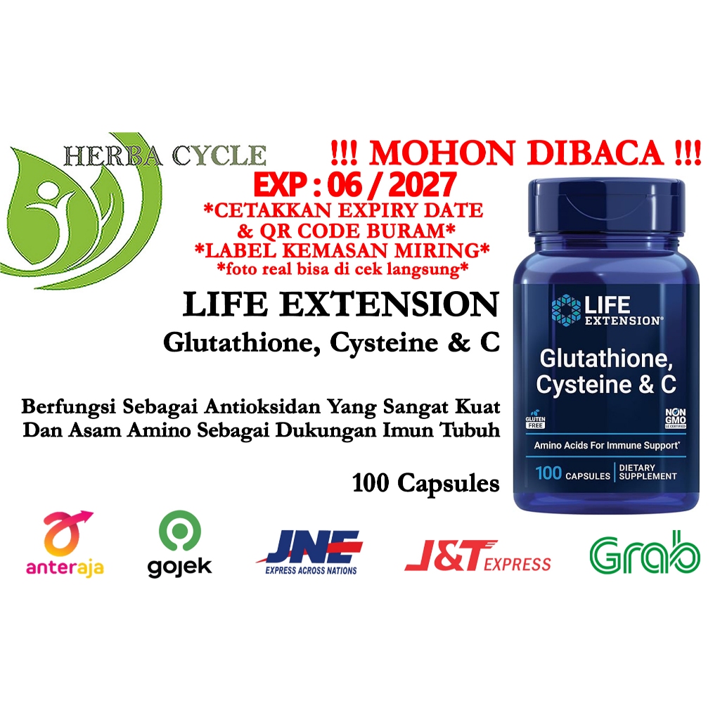 Jual Life Extension Glutathione Cysteine & C 100 Capsules Daya Tahan Tubuh  ORI USA | Shopee Indonesia