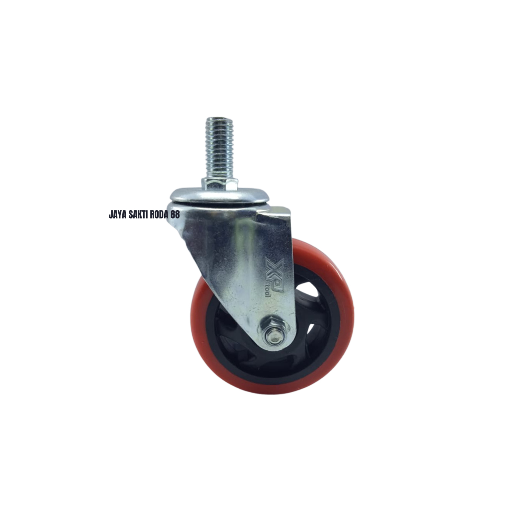 Jual Roda screw 4 inch pu merah hidup beban roda 110 kg | Shopee Indonesia