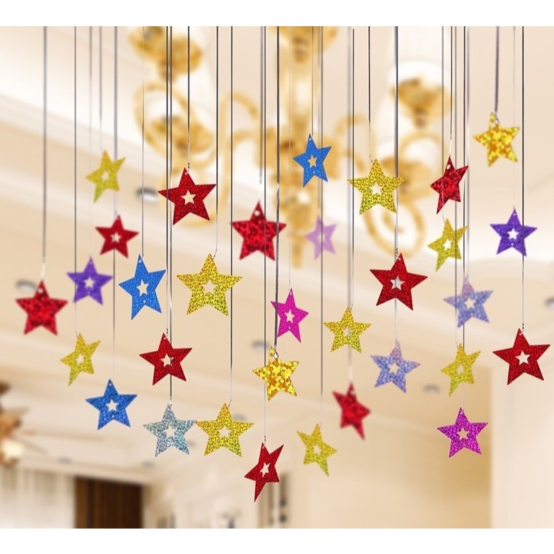 Abubu - Hiasan Star Bintang Gantungan Garland Dekorasi Kelas School Ruangan Kamar Room Pameran
