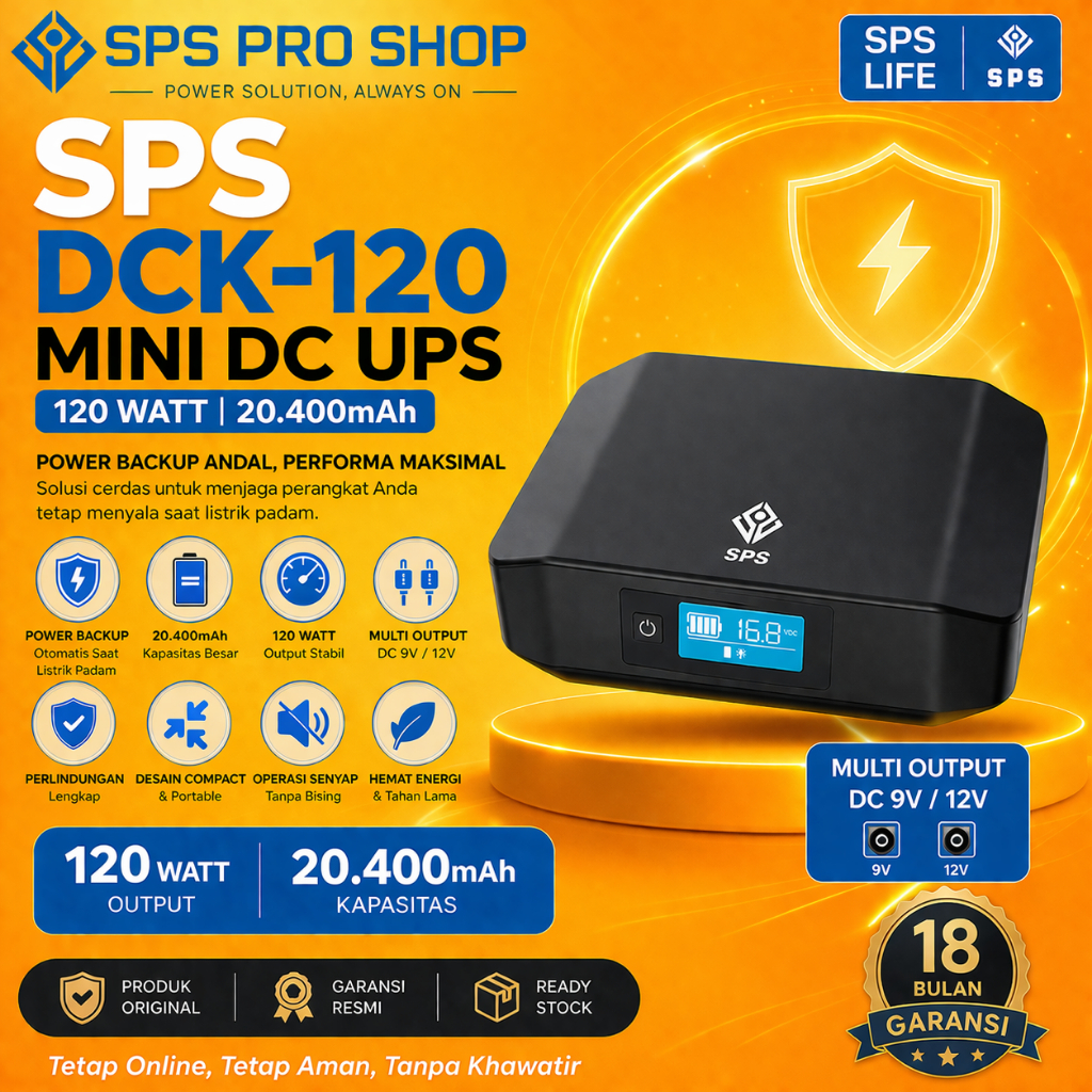 Jual Mini DC UPS SPS Kapasitas Besar 120W / watt DCK-120 Lithium ...