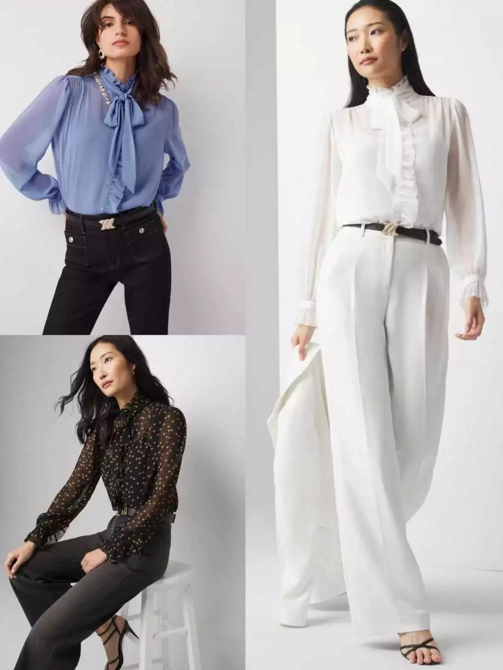 Atasan Lengan Panjang Ruffle WH (No Inner) Chiffon Ruffle Blouse - 2198