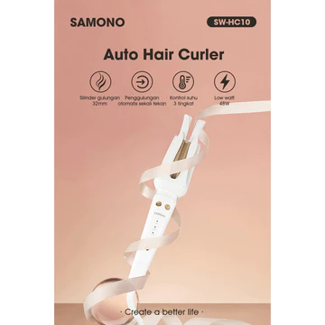 SAMONO Catokan Curly Automatic Keramik Catokan Rambut Catok Rambut 32mm 3 Suhu Low Watt Auto