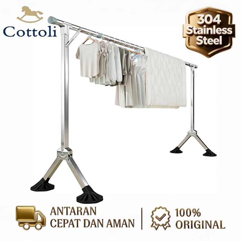 Jual Cottoli Jemuran Baju Lipat 1 Tiang Stainless Steel Tebal Kuat ...