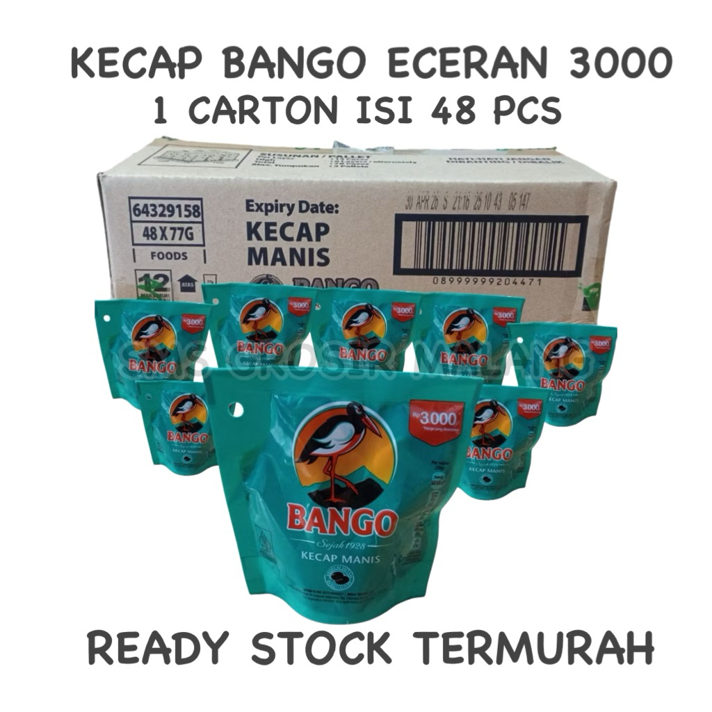 Jual BANGO 3000 / BANGO 77 GRAM / KECAP MANIS BANGO / 1 CARTON ISI 48 ...