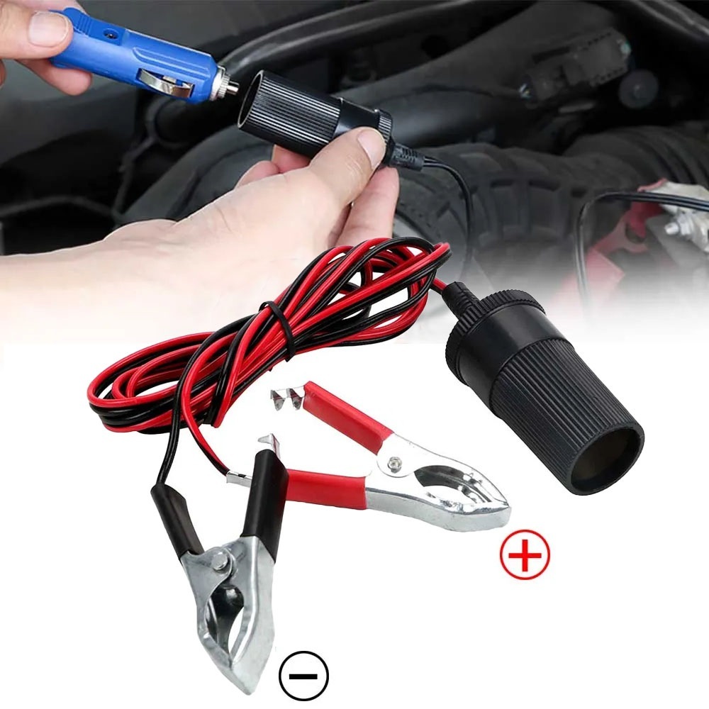 Jual Soket Female Car Charger Lighter 1M Kabel Jepitan Buaya Aki Soket ...