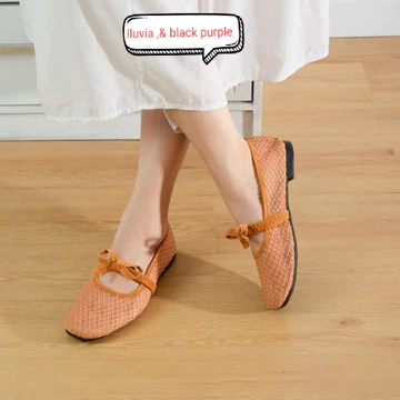 Flatshoes Wanita Sepatu Wanita Motif Transfaran Jaring Super Empuk 35 42