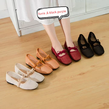 Flatshoes Wanita Sepatu Wanita Motif Transfaran Jaring Super Empuk 35 42