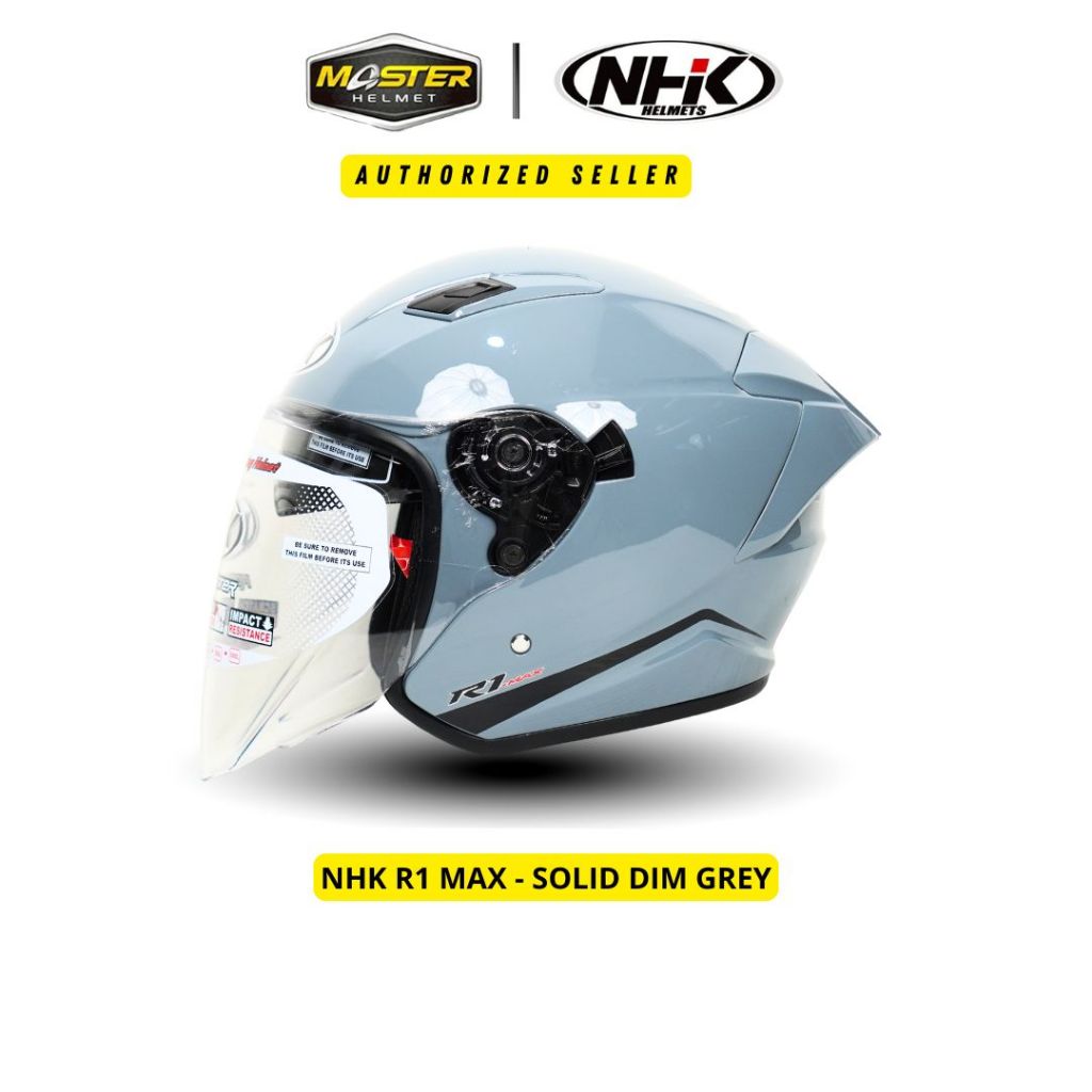 Jual NHK R1 Max Solid Dim Grey Double Visor Helm Half Face | Shopee ...
