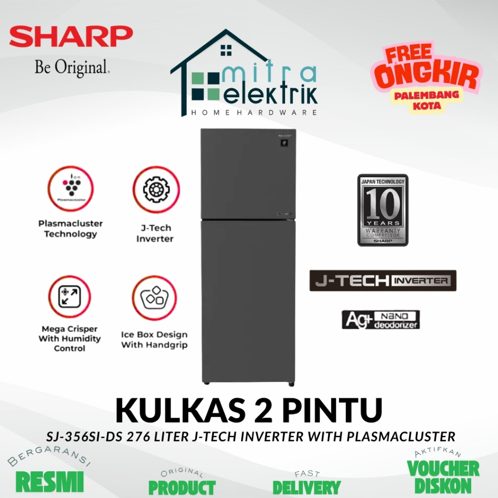 Jual Kulkas SHARP SJ-356SI-DS 2 Pintu 276 Liter Plasmacluster J-Tech ...