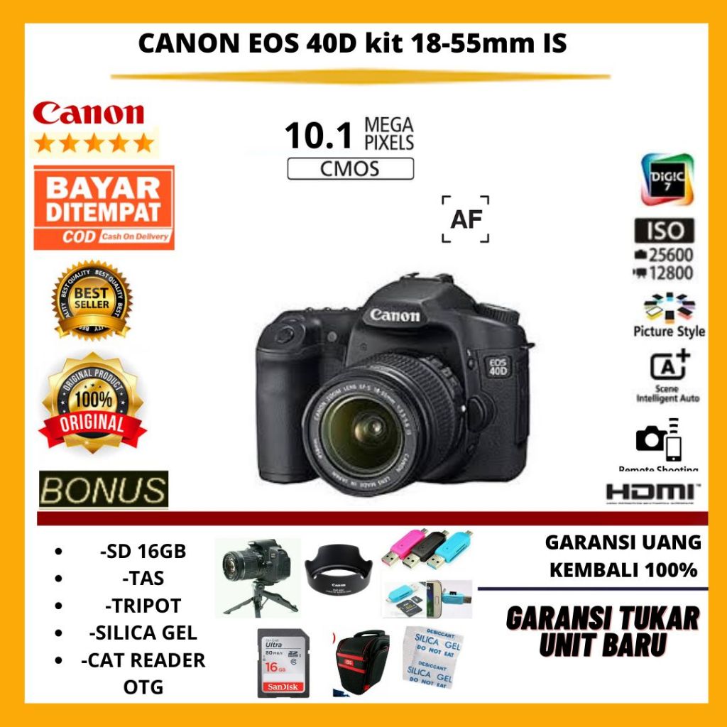 Jual CANON EOS 40D KIT 18-55MM IS II [FREE ACCESORIES KAMERA
