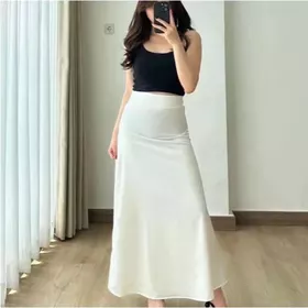 Satin Long Skirt Rok Satin Panjang S Sampai 3XL