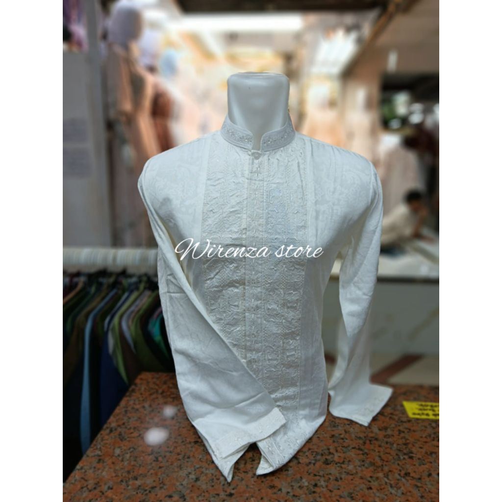 Baju koko bordir  putih bw  jaguard premium senada by Hasgradini