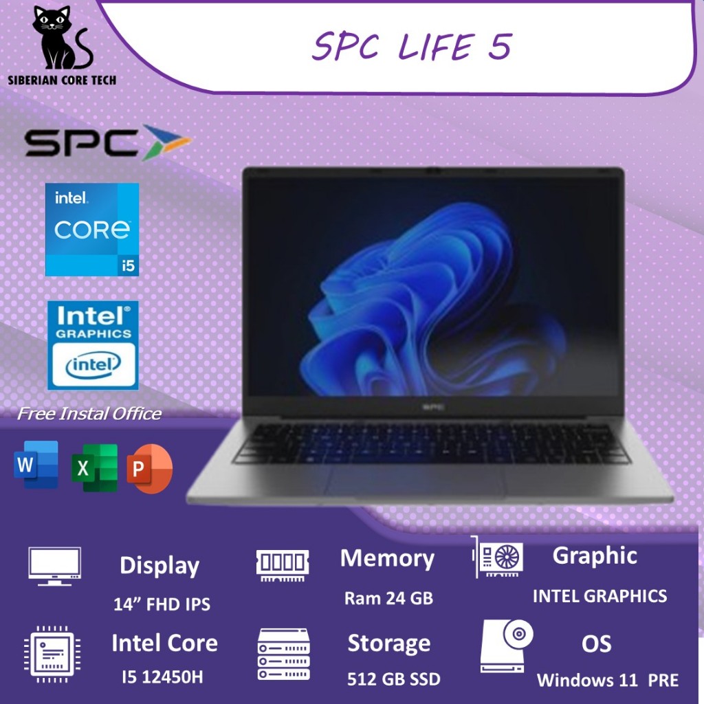 Jual LAPTOP SPC LIFE 5 INTEL CORE I5 12450H 24GB 512SSD WINDOWS 11 PRO ...