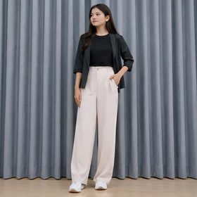 Loose Pants Highwaist Celana Kulot Wanita Untuk Kerja Formal Bahan Wolblend Premium Tebal Tidak