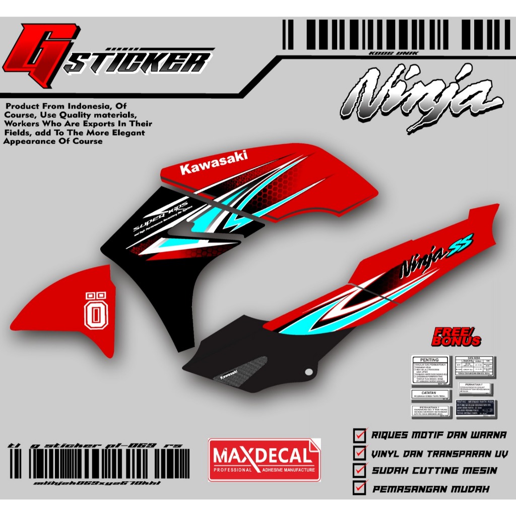 Jual sticker striping ninja SS/R custom 02a transparan laminasi ...