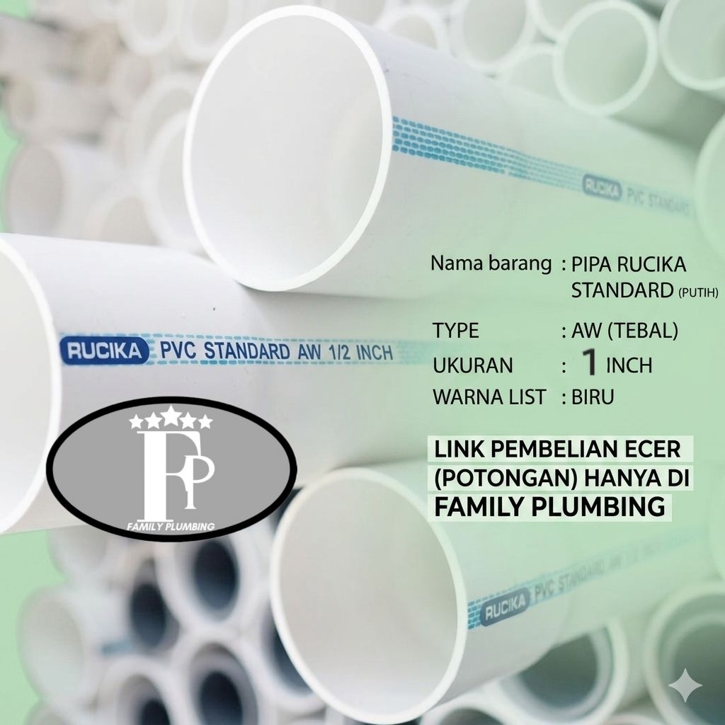 Jual PIPA PVC 1 INCH RUCIKA STANDARD AW PIPE PIPA PARALON PRALON PVC ...