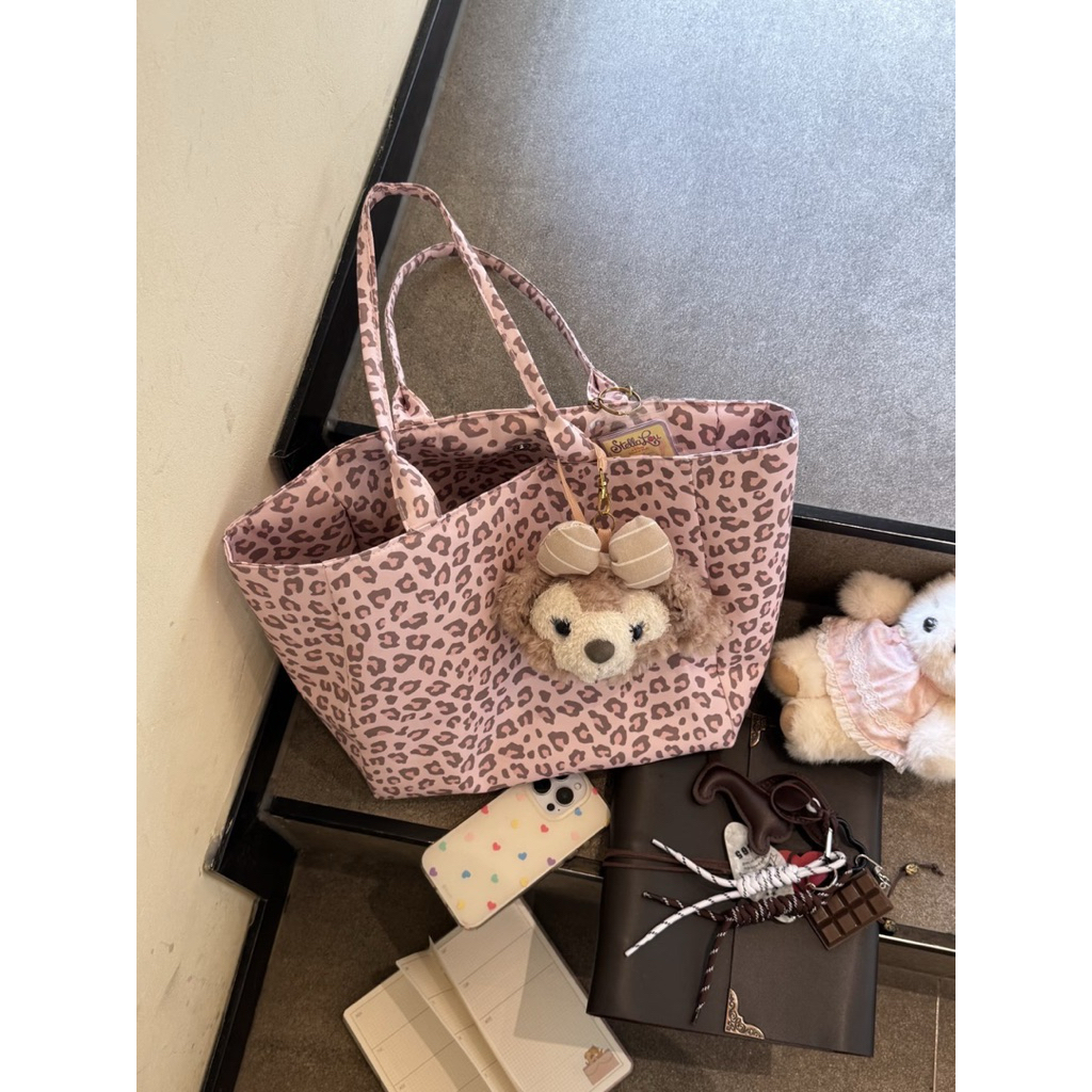 Jual tas leopard pink casual tas bahu tote bag cemplang cemplung canvas ...