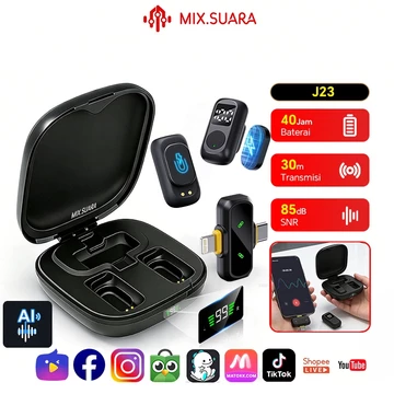 MIX.SUARA K21 X23C Mini Mic Wireless Clip On Konten Kreator Degan 3 Modes EFEK Suara Live Vlog