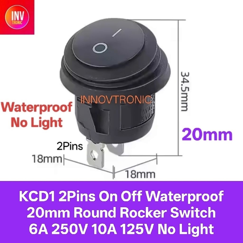 Jual KCD1 2Pins Round On Off Waterproof No Light Switch SPST Rocker ...