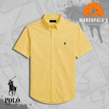 Kemeja Polos Pria Lengan Pendek P.O.L.O'S. Premium Quality. Logo Bordir Casual Model Slimfit