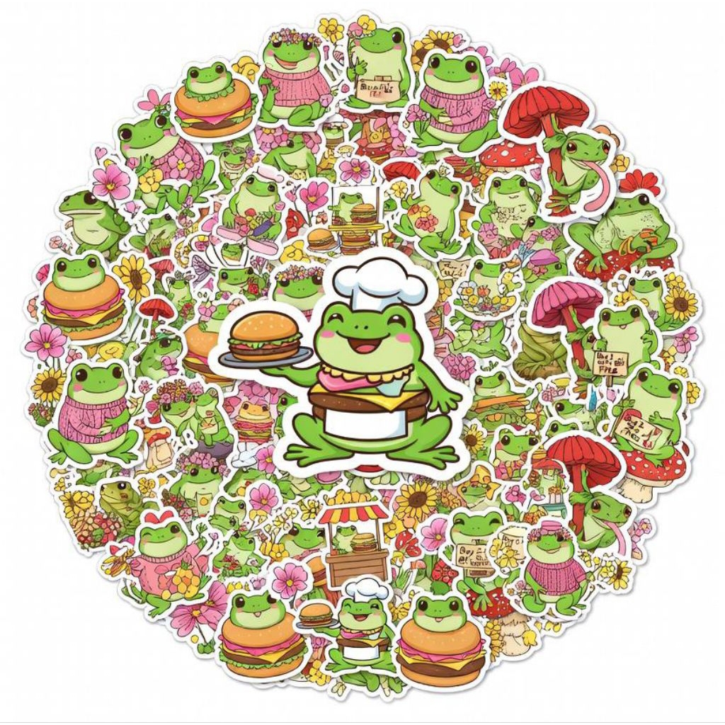 Jual 50 pcs Sticker Frog Kodok Anti Air DIY Scrapbook Graffiti ...
