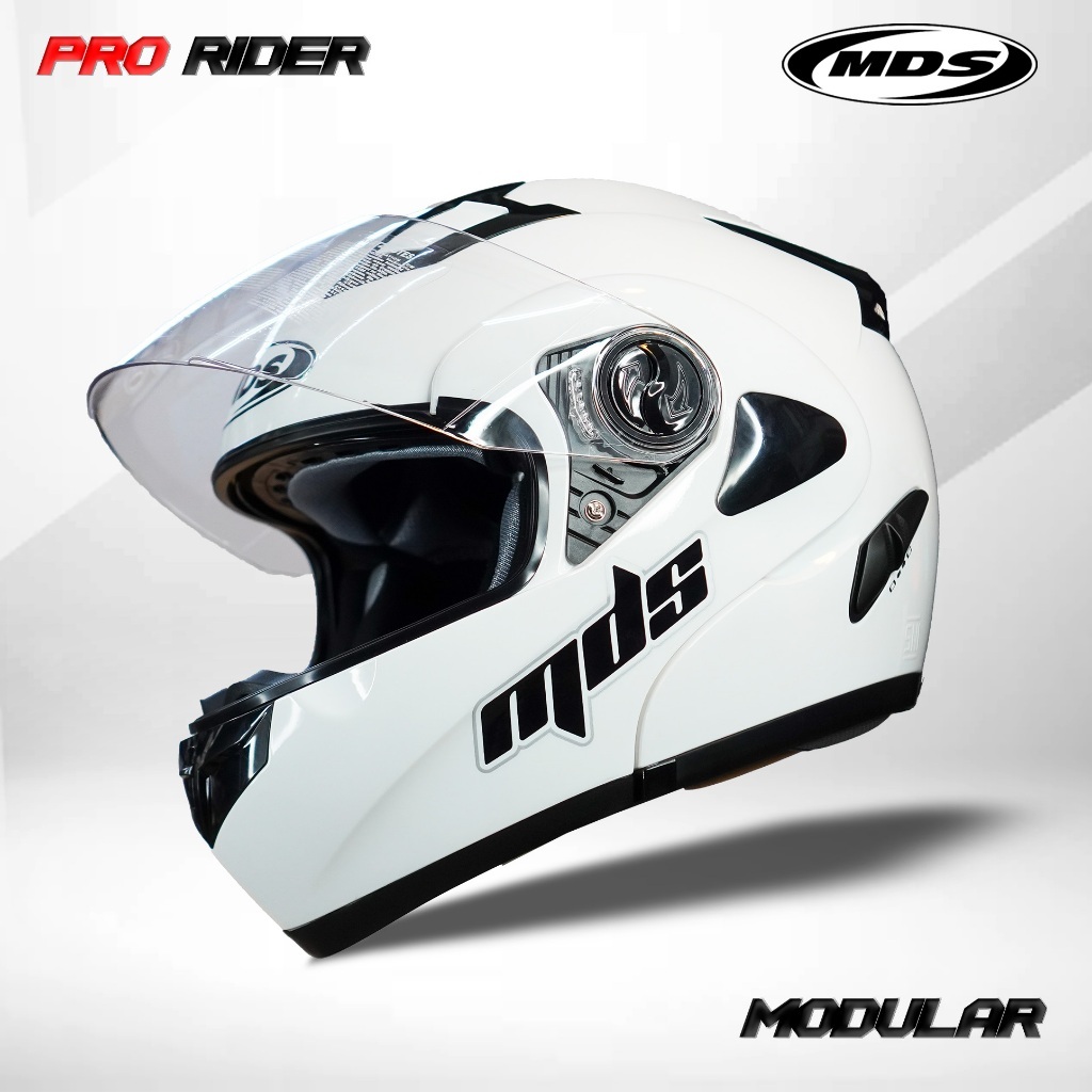 Jual HELM MDS PRO RIDER SOLID WHITE MDS MODULAR MDS PRORIDER | Shopee ...