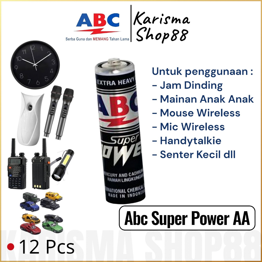 Jual BATERAI AA / A2 ABC SUPER POWER ISI 12 PCS / KEMASAN RENTENG BATRE ...