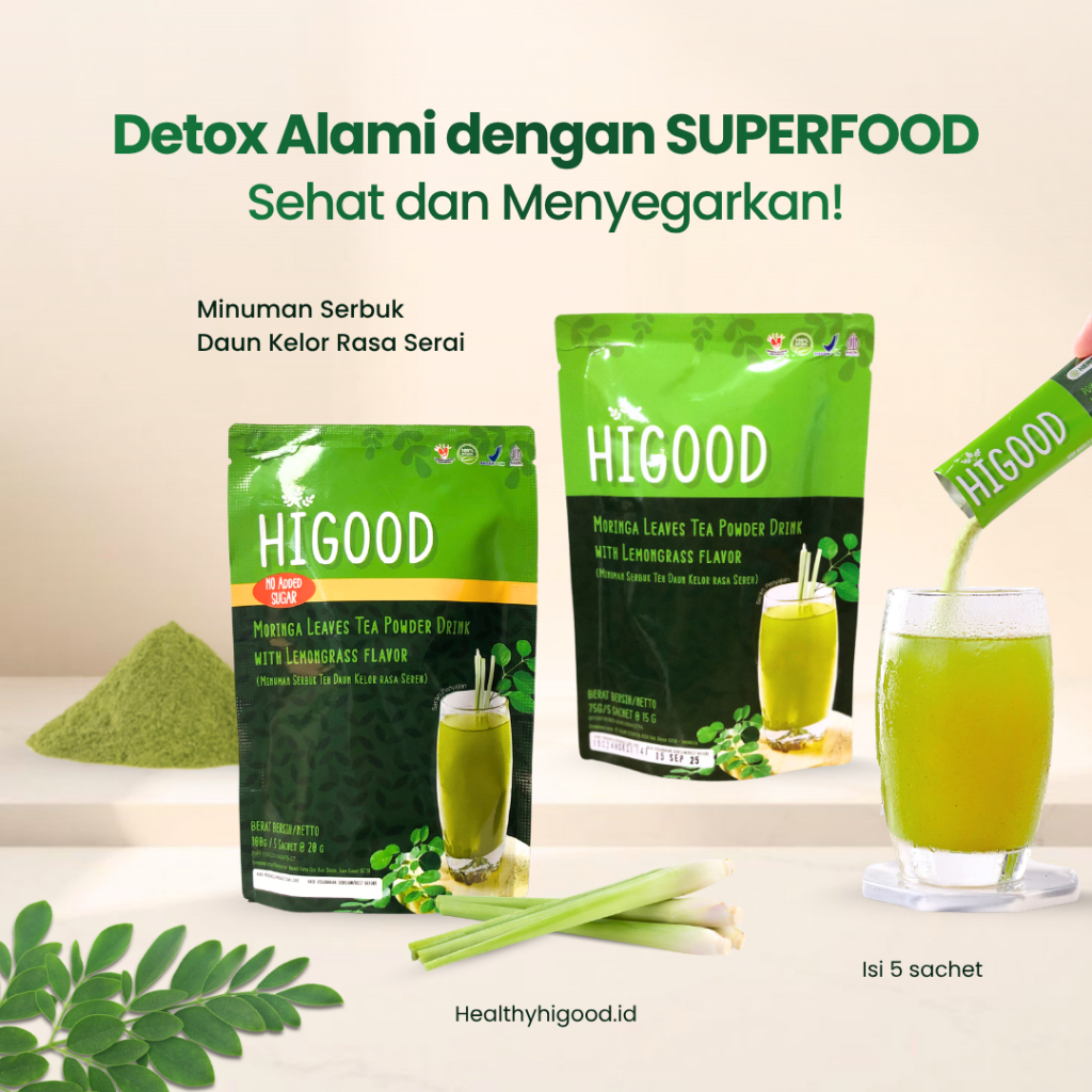 Jual HIGOOD Minuman Kelor Sereh 5 Sachet | Moringa Lemongrass Drink ...