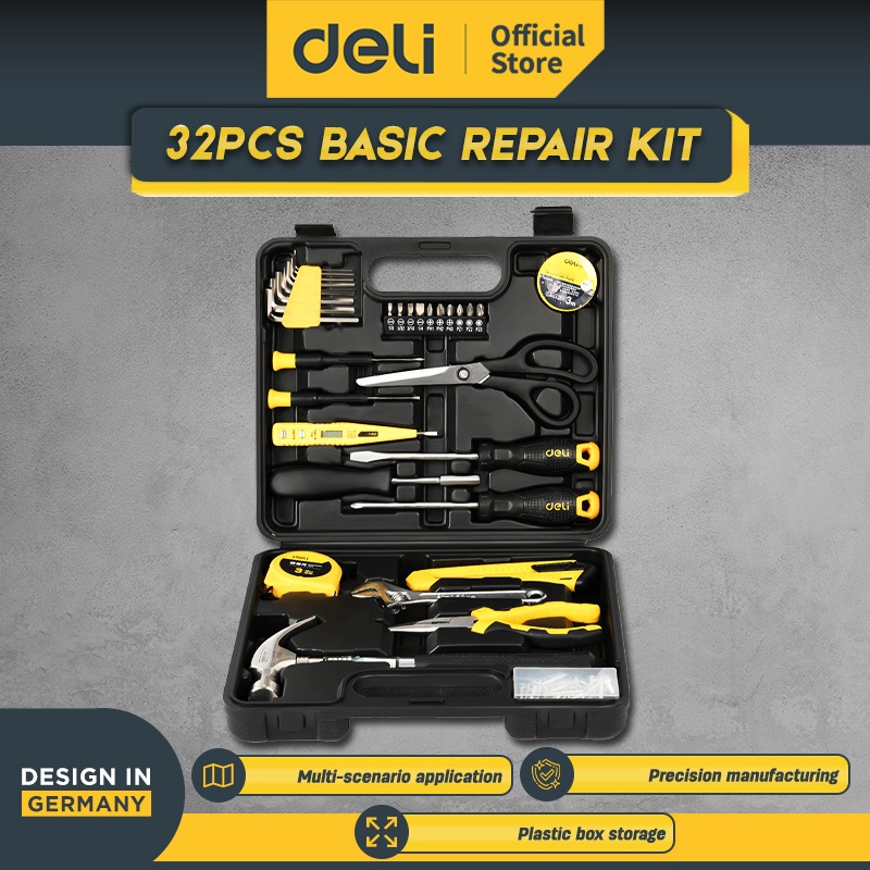 Jual Deli Tools / Deli Set Perkakas / Basic Repair Kit 32 PCS / DL1032K ...