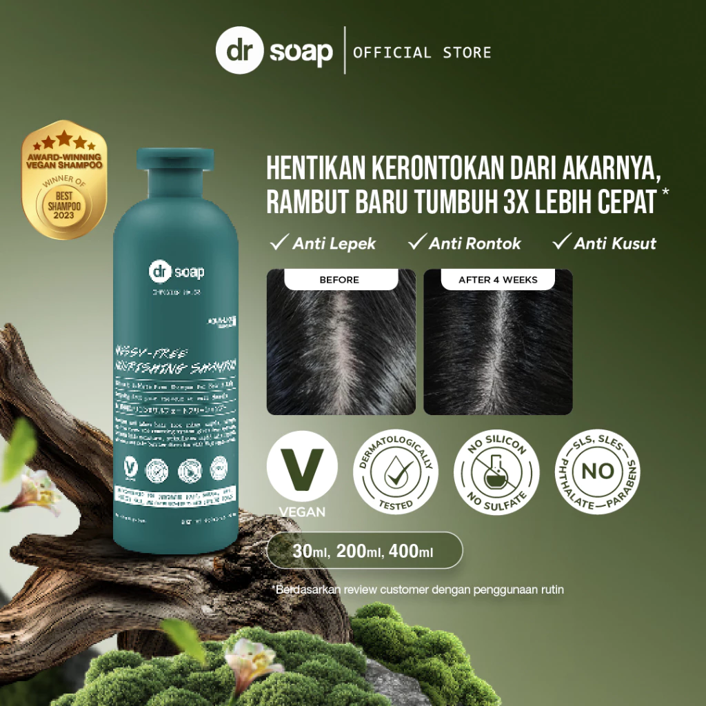 Pratinjau dr soap Messy-free Nourishing Shampoo Infusion | Vegan Shampoo | Sampo Anti Lepek, Anti Rontok, Anti Kusut - NON SLS/Sulfate