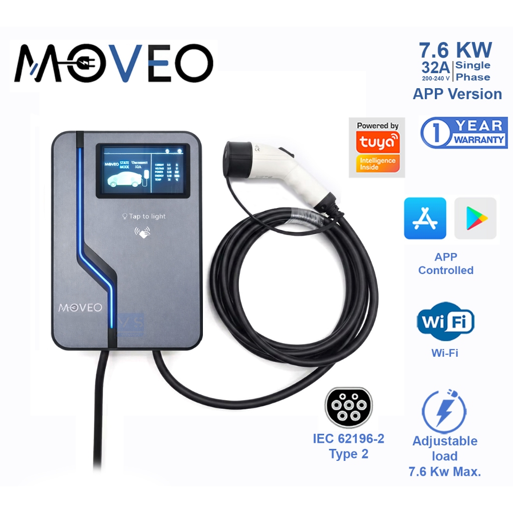 Jual MOVEO Wallbox OCPP Ready EV Super Charger Type-2 AC, WiFi Android ...