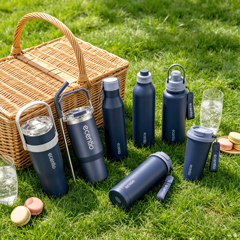 Ecentio Tumbler Biru 1L Vacuum Insulated Anti Tumpah