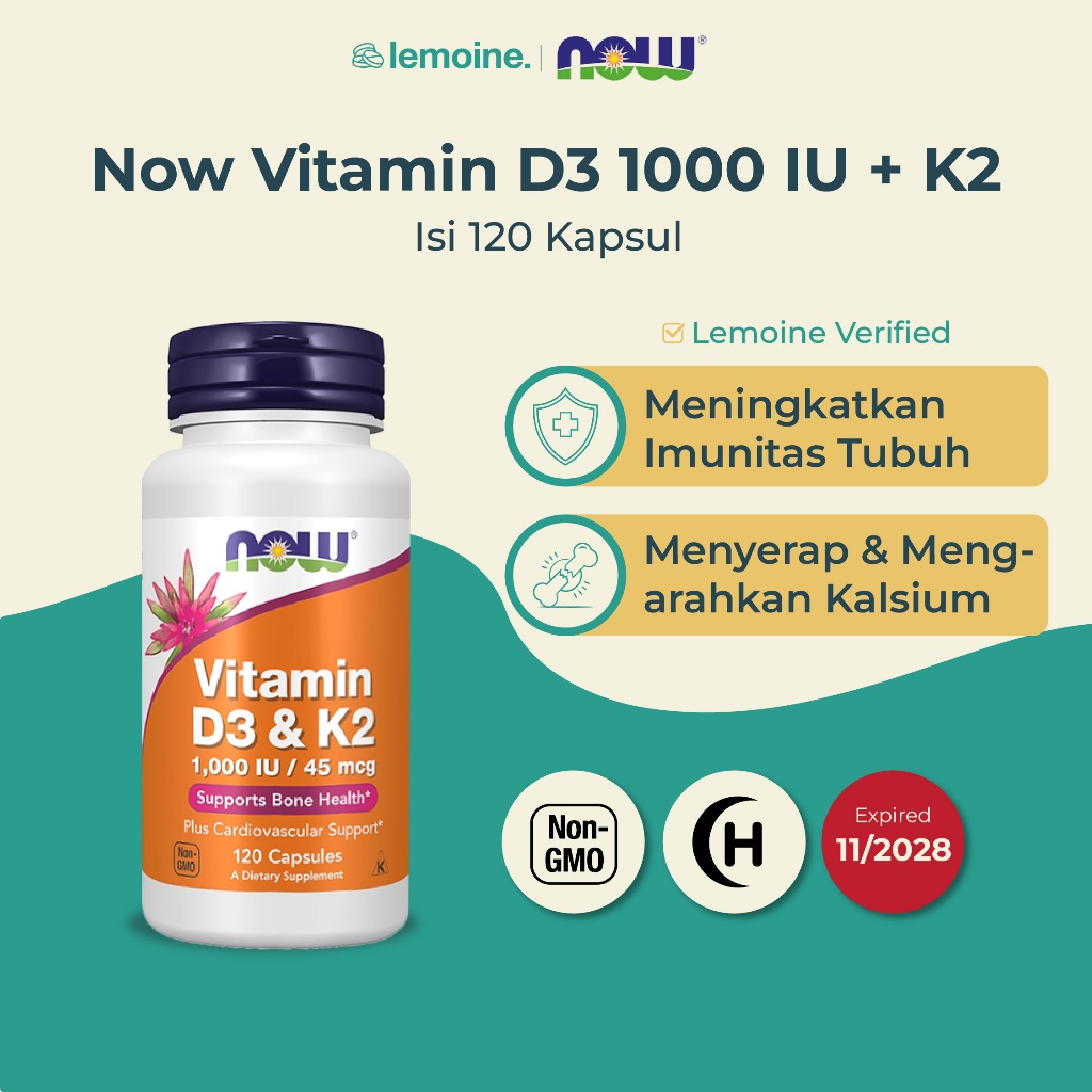 Jual Now Vitamin D3 1000 dan K2 45mcg Vitamin D3 K2 Imunitas Tubuh ...