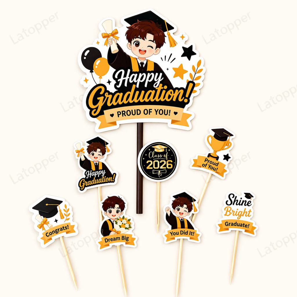 Jual TOPPER GRADUATION(LA-002) / CAKE TOPPER GRADUATION / TOPPER KUE ...