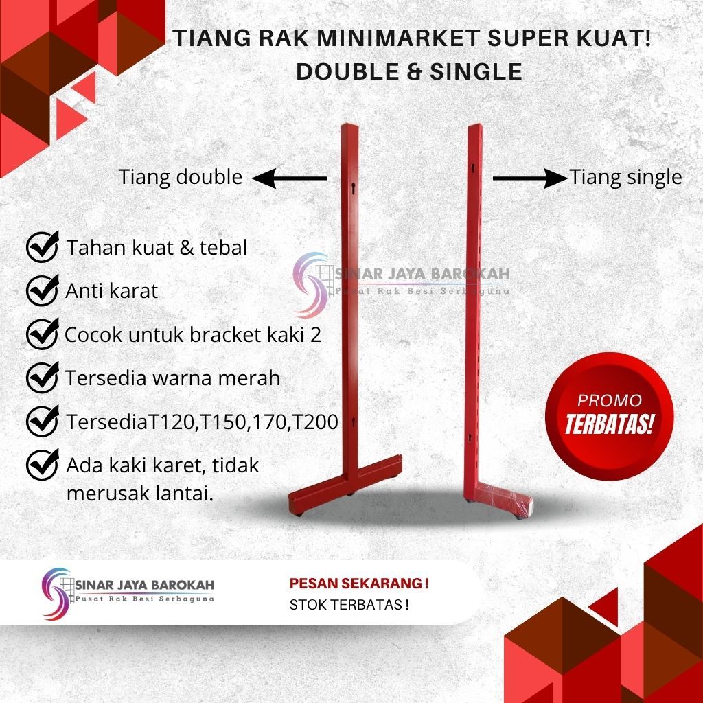Jual Tiang Rak Minimarket Gondola Single Double Besi Tebal Anti Karat ...